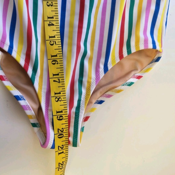 Crewcuts Girls Striped Ruffle Bathingsuit Size 8 Colorful One Piece Swimsuit - Picture 8 of 8